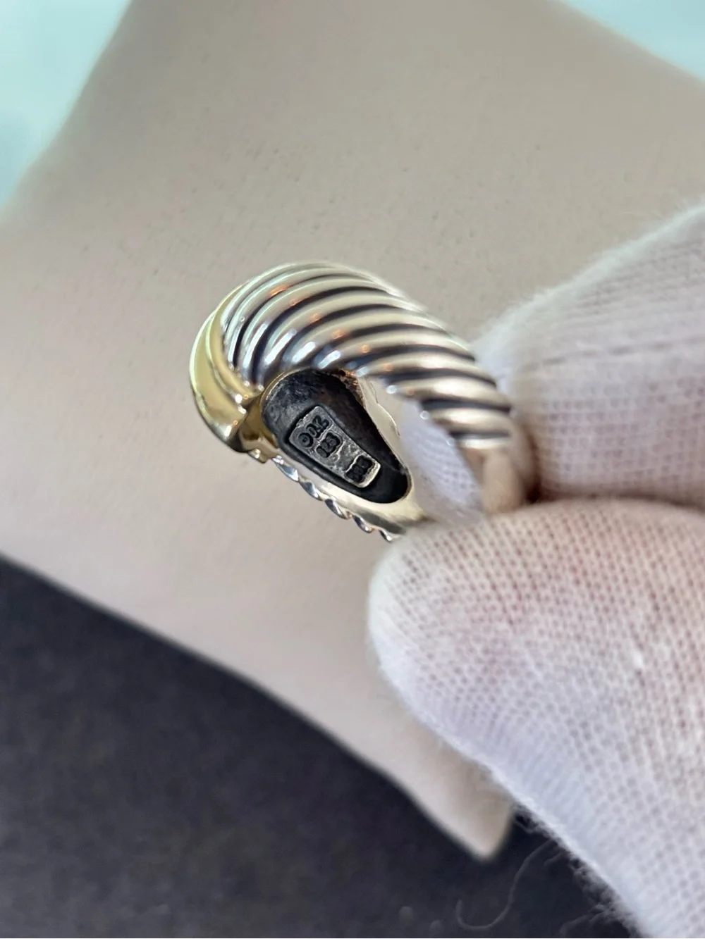 David Yurman 925 & 14k Gold Classic Cable Dome Ring 5.5